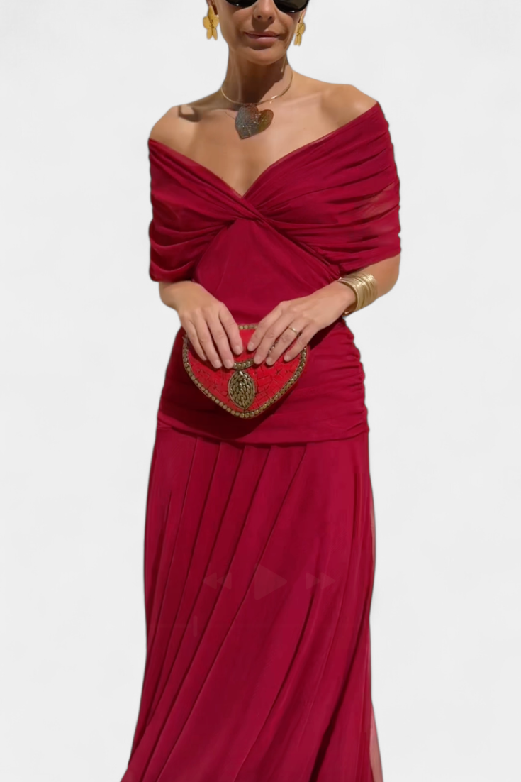 Long Floral V Neck Dress