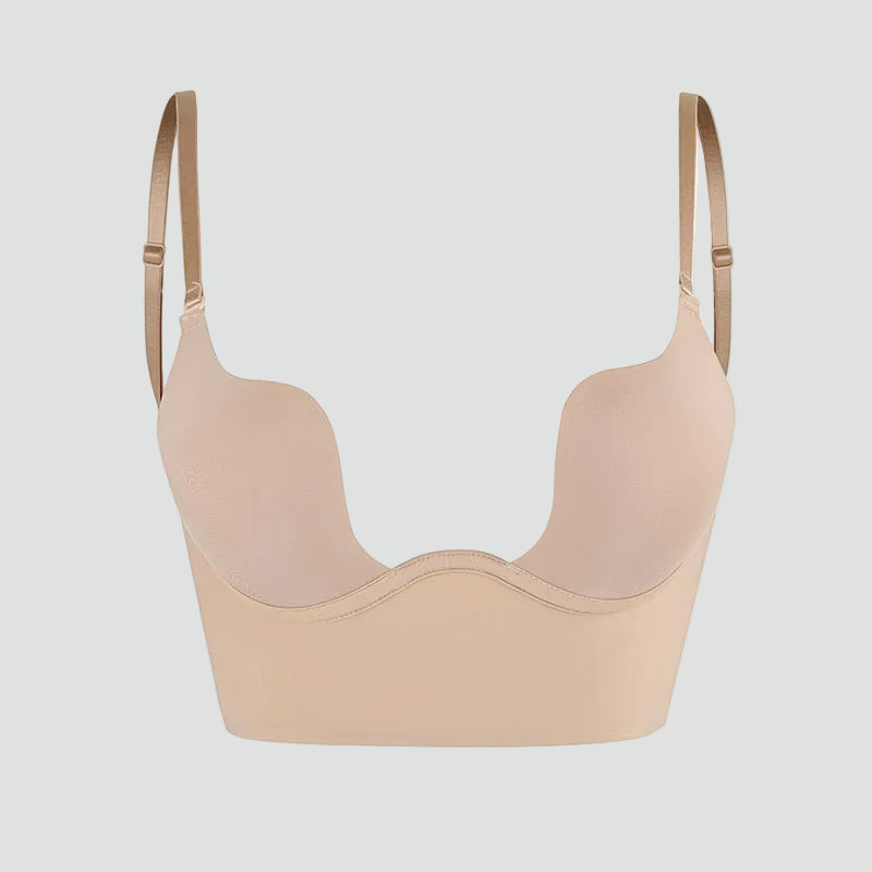 Soutien-gorge push-up adhésif sans dos pour femme, avec bretelles réglables