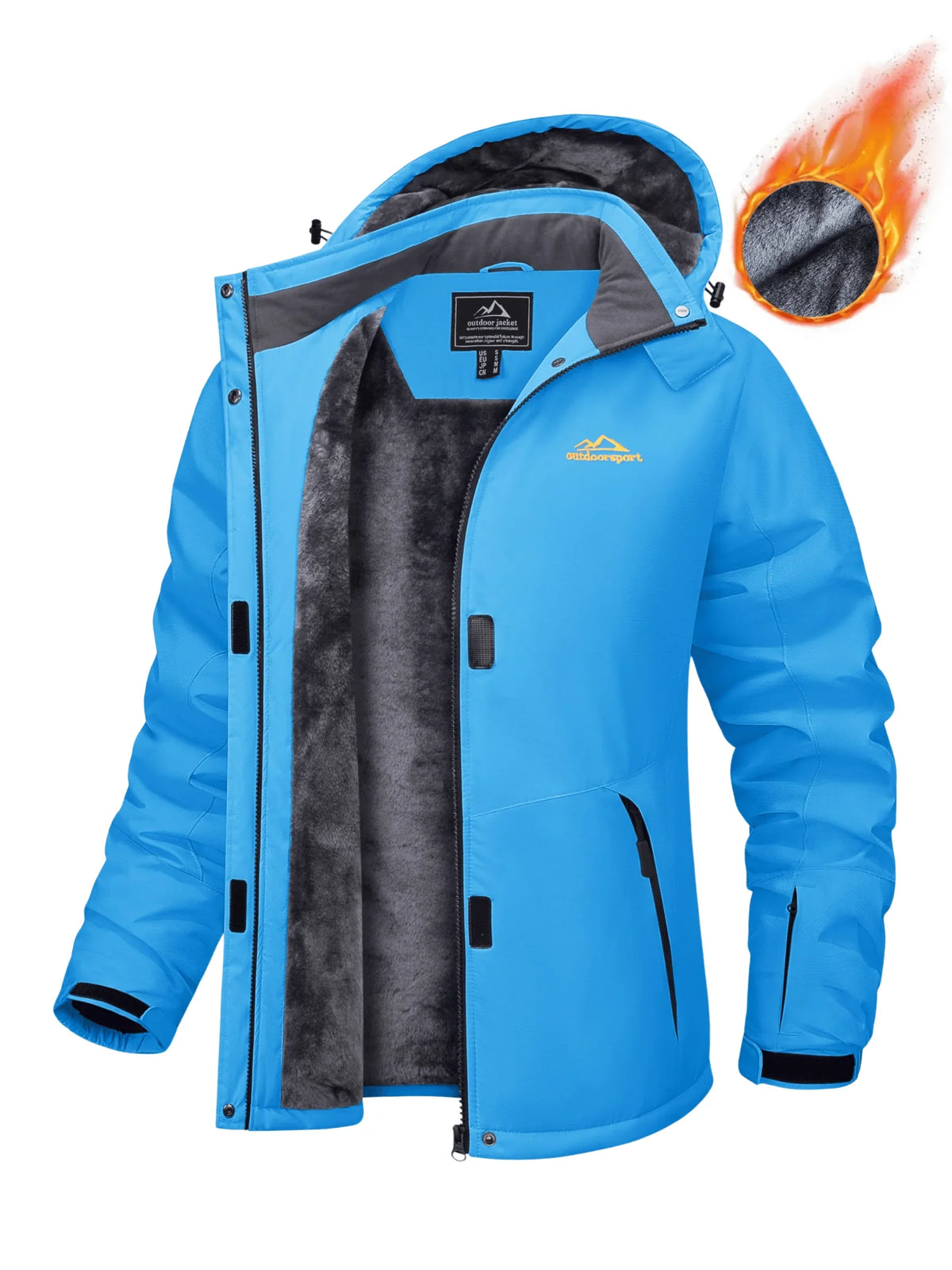 Parka impermeable para mujer con capucha y forro polar