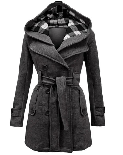 Gabardina para mujer, repelente al agua, corte clásico