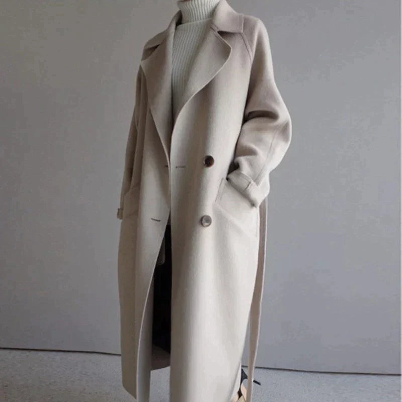 Women's Longline Wool Coat Sophisticated Warm Winter