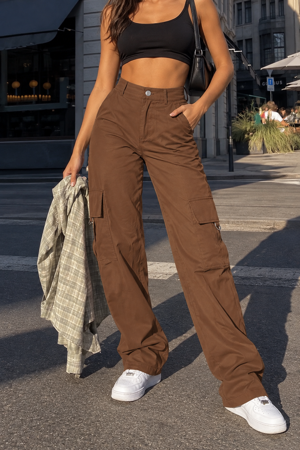 Women's Baggy Cargo Trousers High Waist Multi-Pocket Street