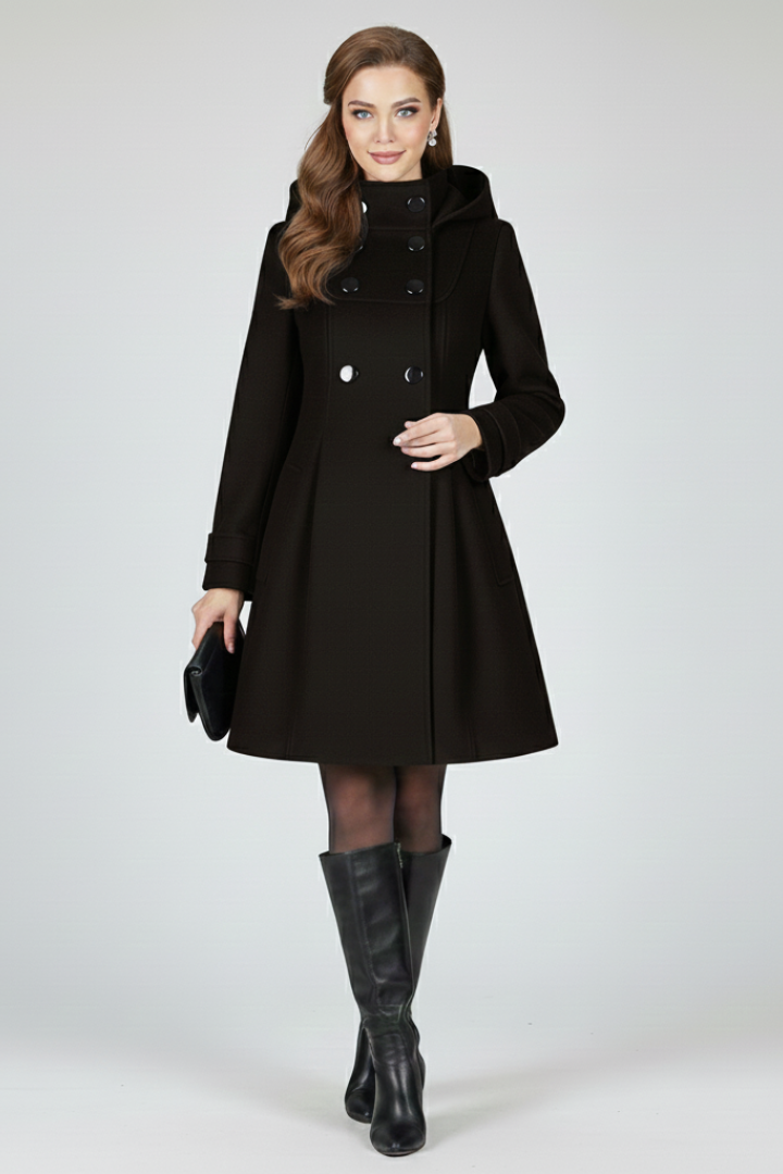 Manteau à capuche pour femme, idéal au quotidien, à double boutonnage sur le devant