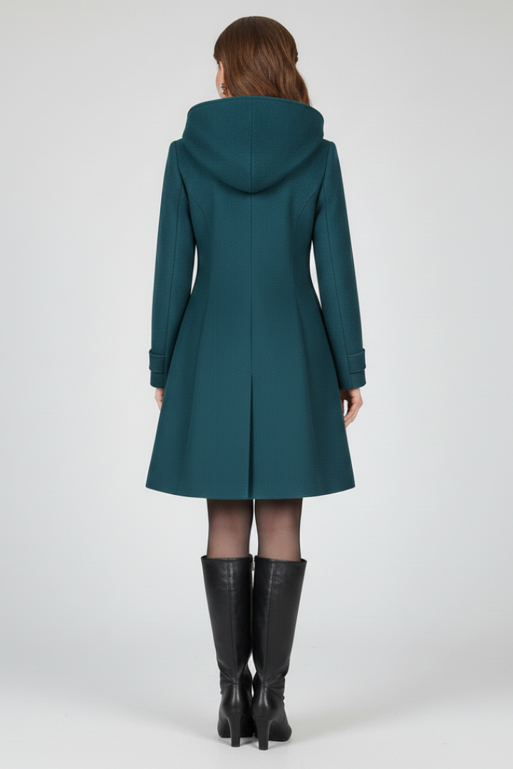 Women's Hooded Coat with Double Button Front