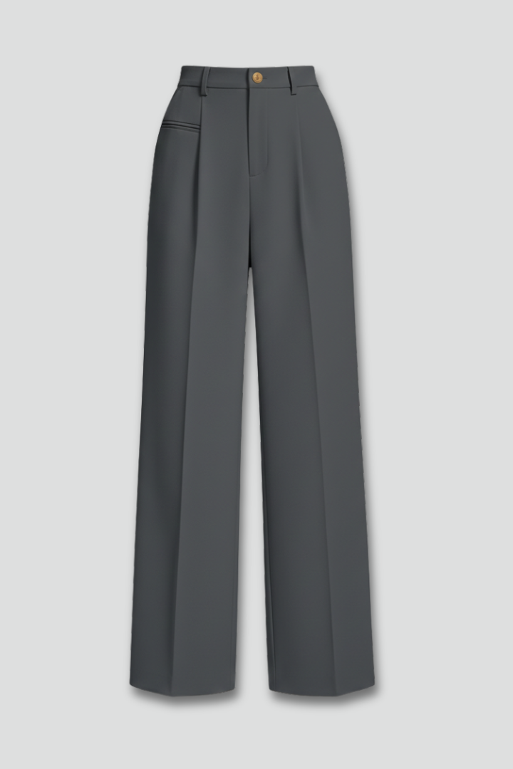 Women's Palazzo Trousers Front Pleats Back Pockets Elegant