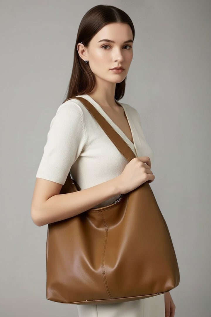 Borsa tote classica da donna in similpelle con ampio scomparto interno