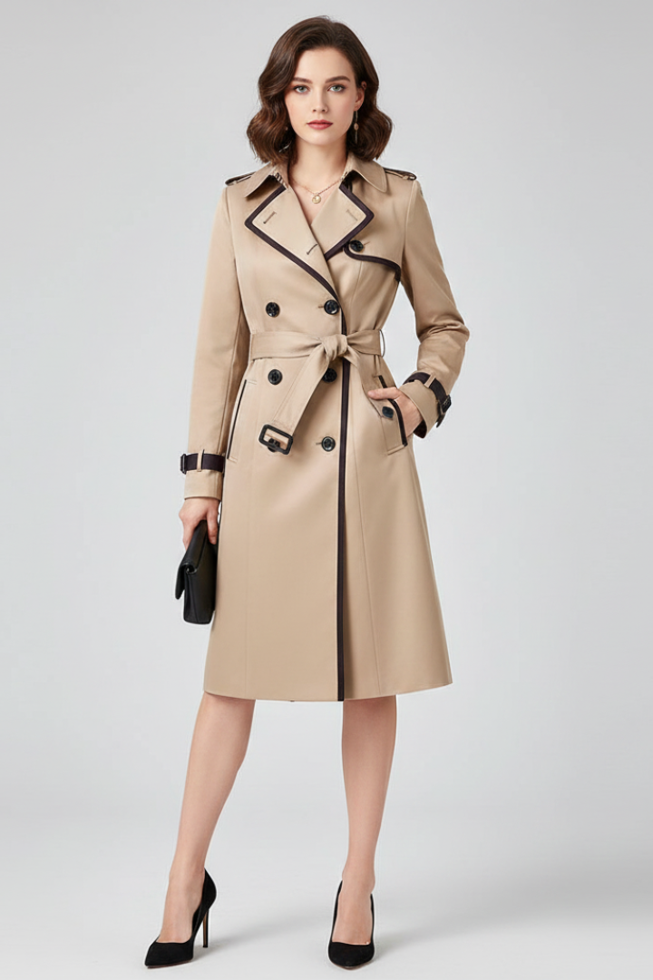 Trench-coat texturé pour femme, avec ceinture