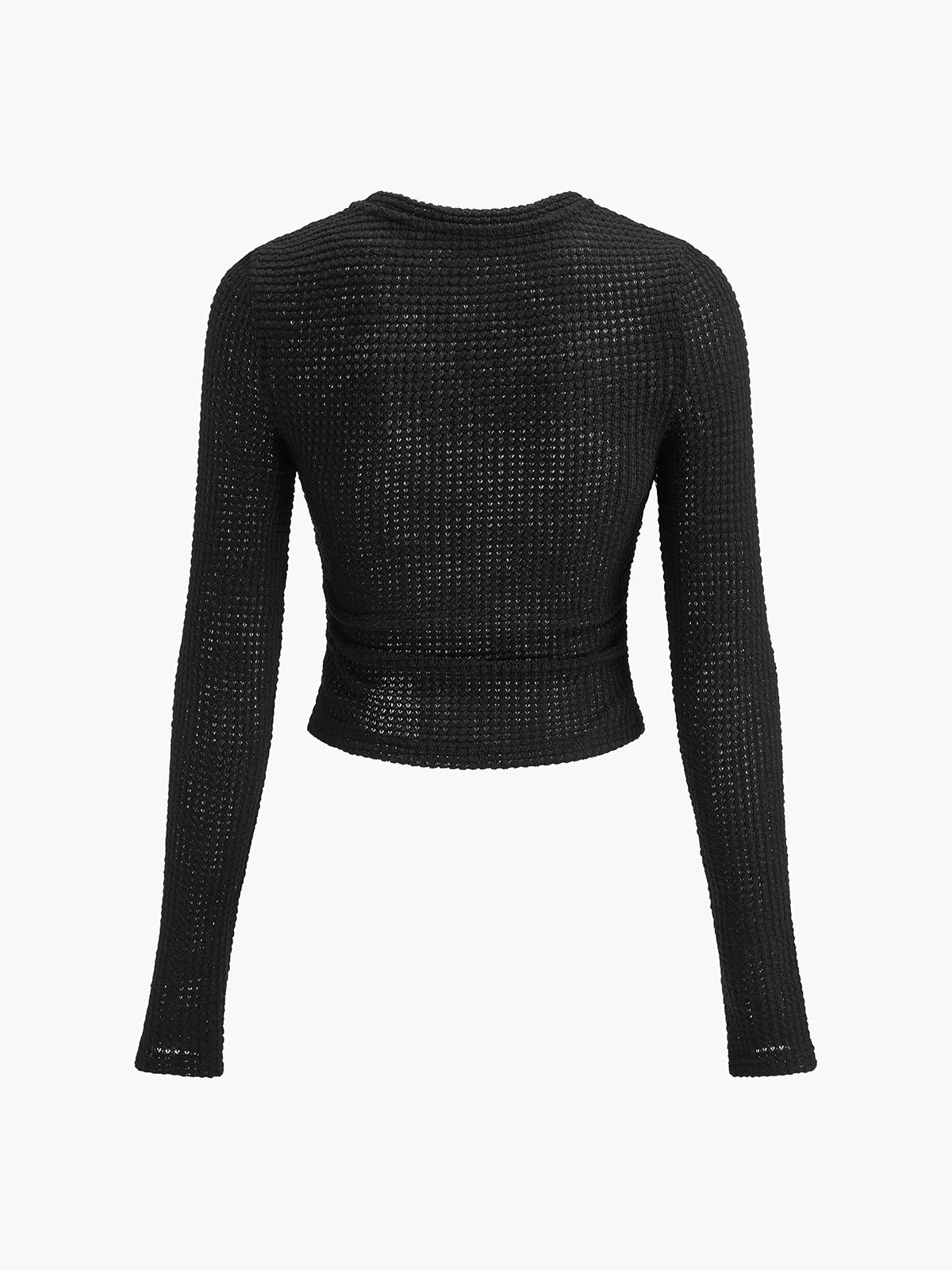 Women's Long Sleeve Waffle Knit Top with Crew Neck