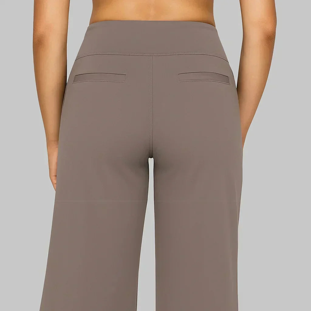 Women's Straight-Leg Trousers Soft Jersey Elastic Waist