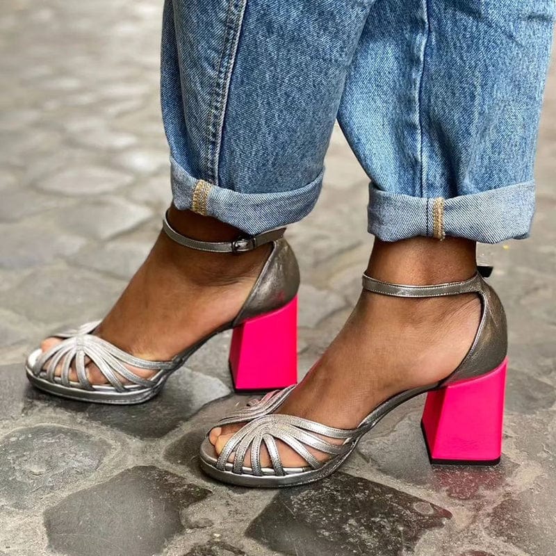 Isabella | Sandali con tacco a blocco neon
