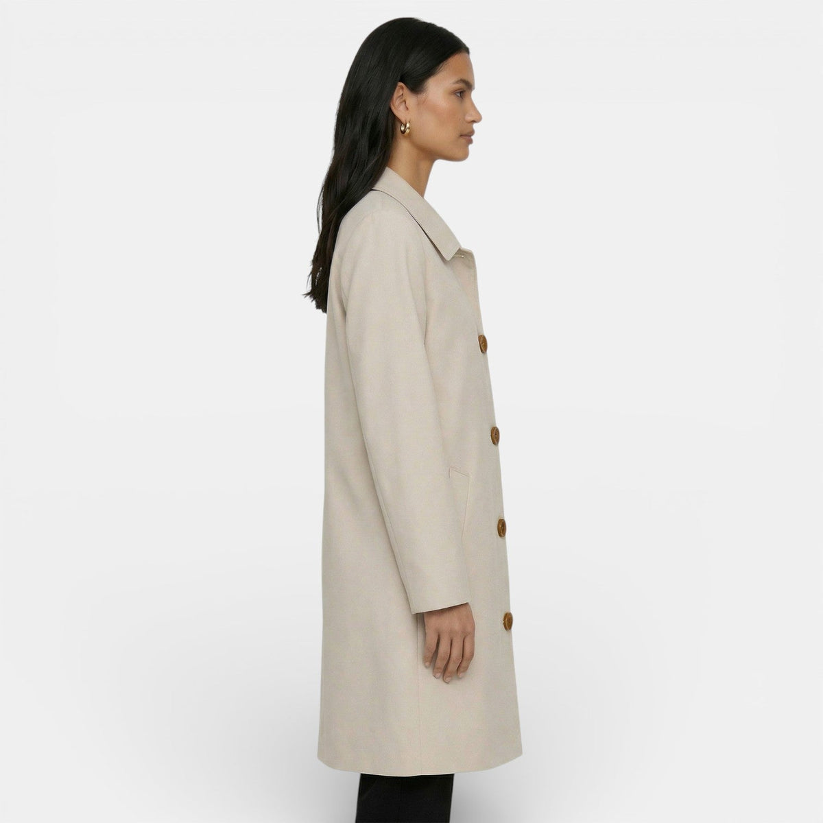 Women's Midi Trench Coat Lightweight Elegant Transition