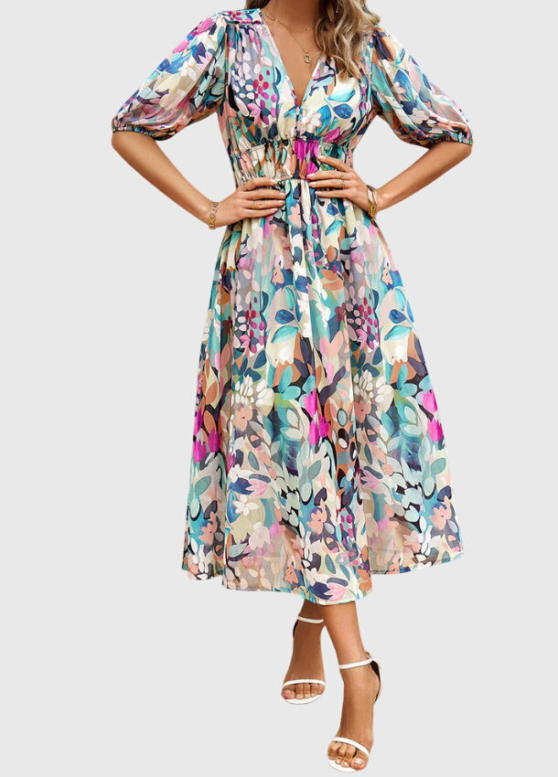 Lily | Flattering Floral Midi Dress