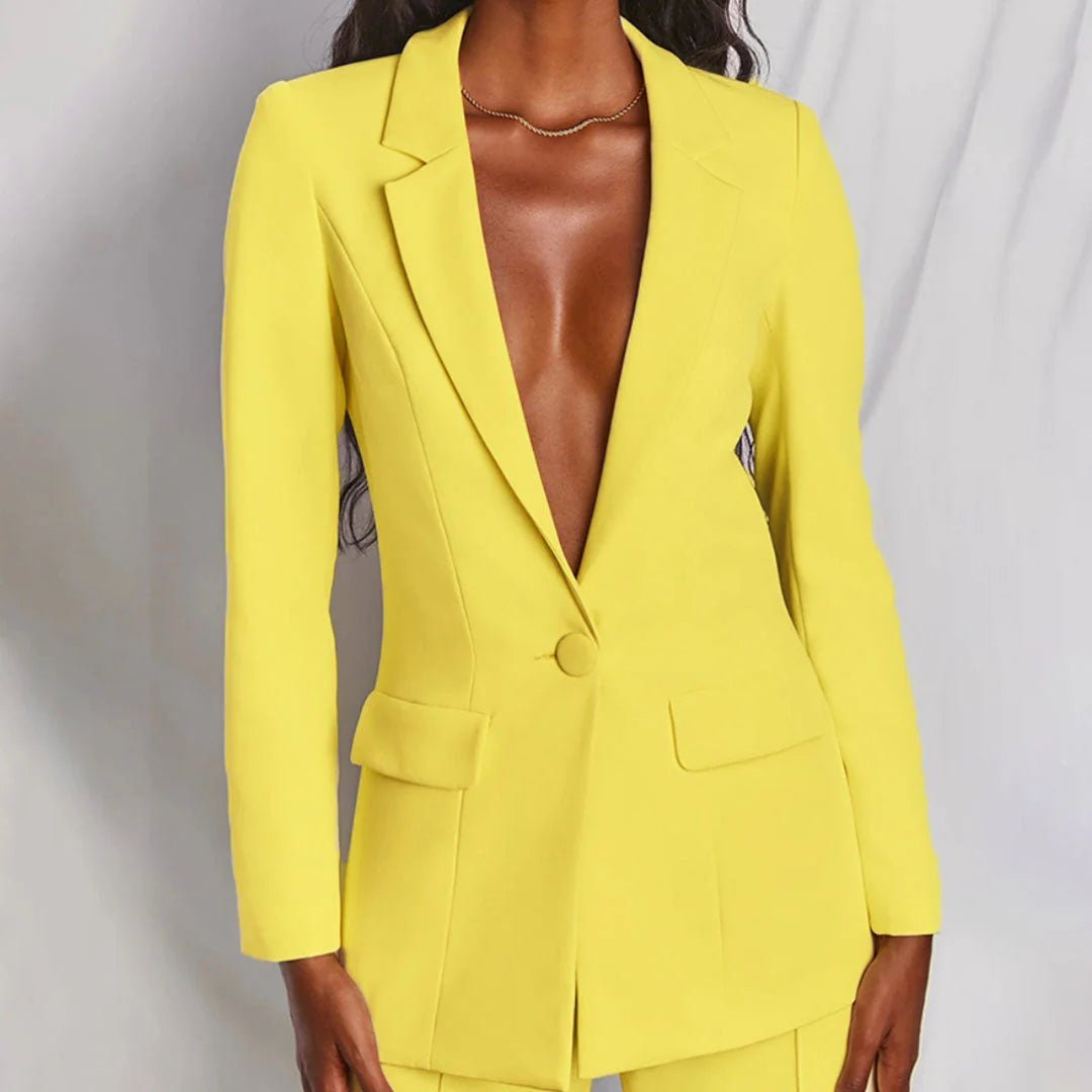 Women's Suit Set Tailored Blazer Wide-Leg Trousers