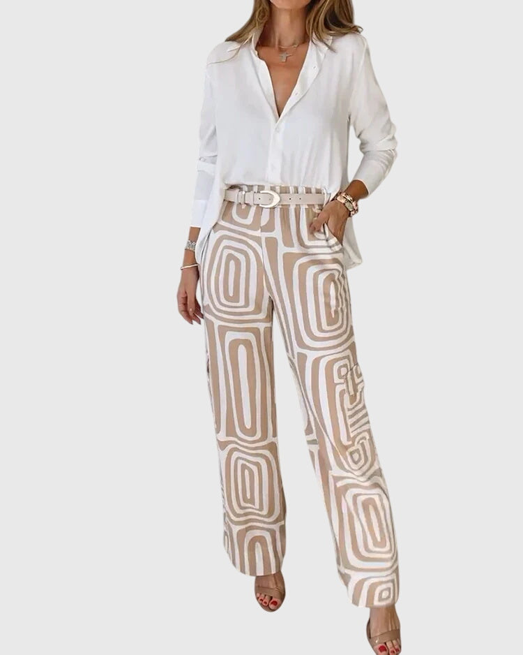 Annie | Pantalones Elegantes + Blusa y Cinturón Gratis
