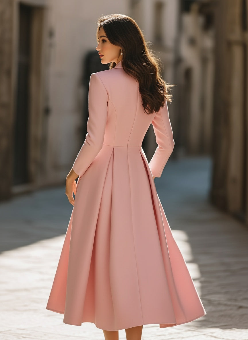 Emily | Vestido midi elegante con blazer plisado