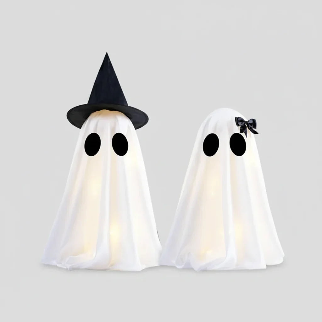 DIY Light-Up Ghosts Duo Halloween Indoor Decoration