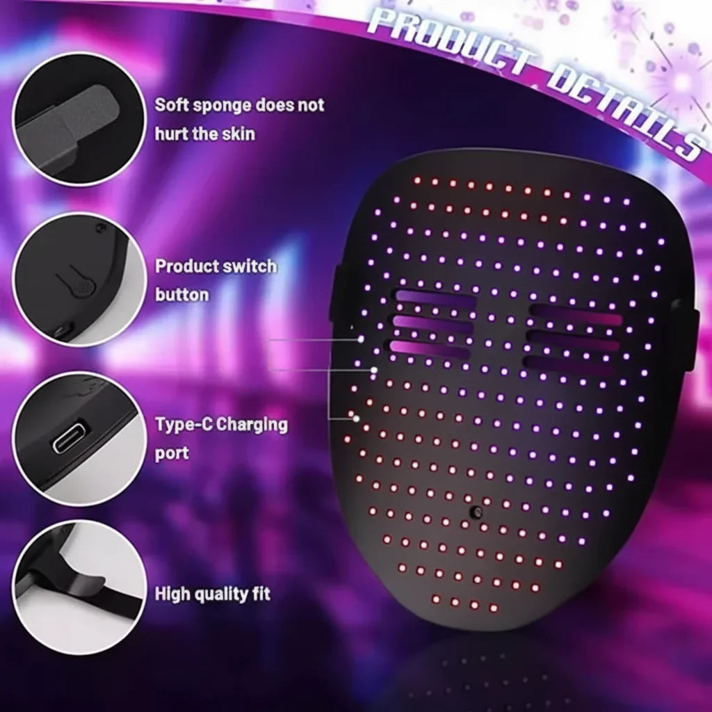 Interactive LED Display Mask Unisex Halloween Cosplay Party