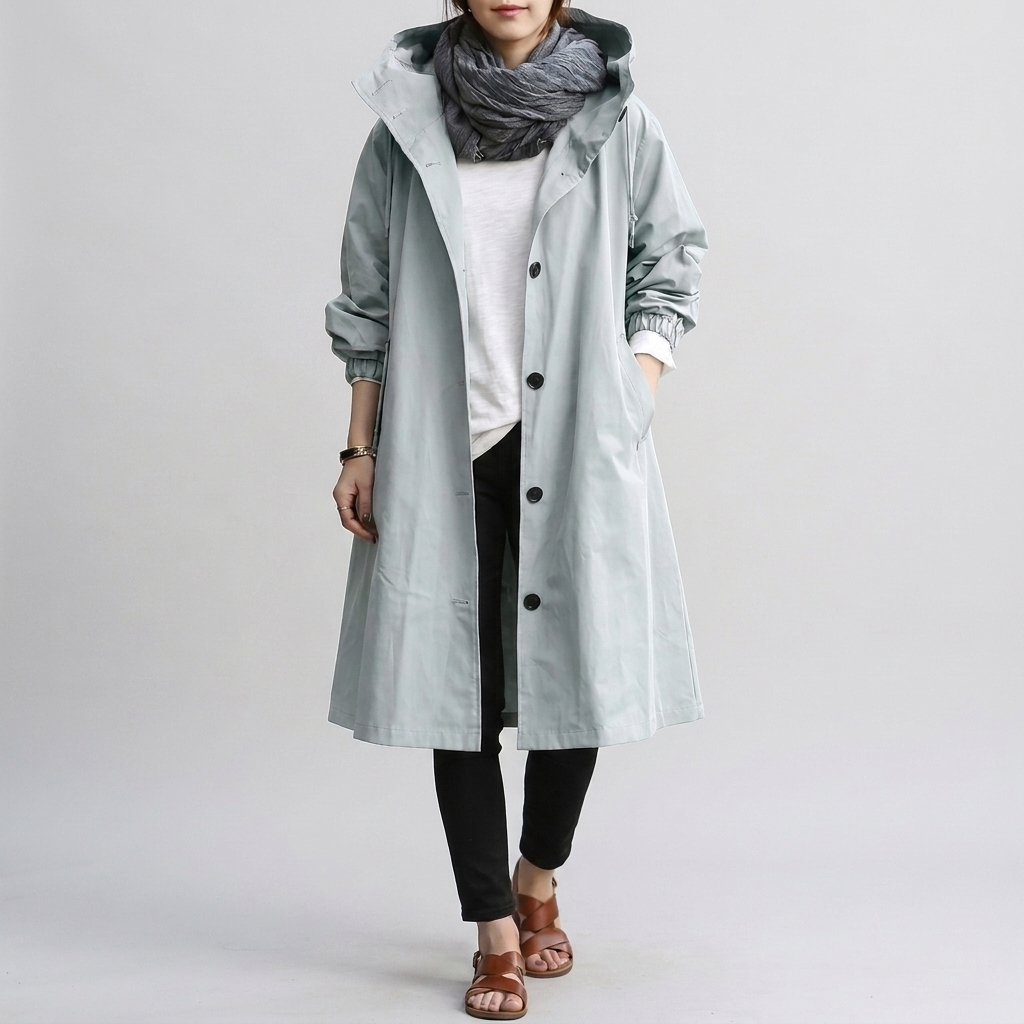 Impermeable para mujer, extragrande, con capucha ajustable y puños elásticos