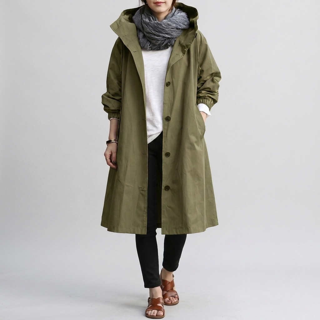 Impermeable para mujer, extragrande, con capucha ajustable y puños elásticos