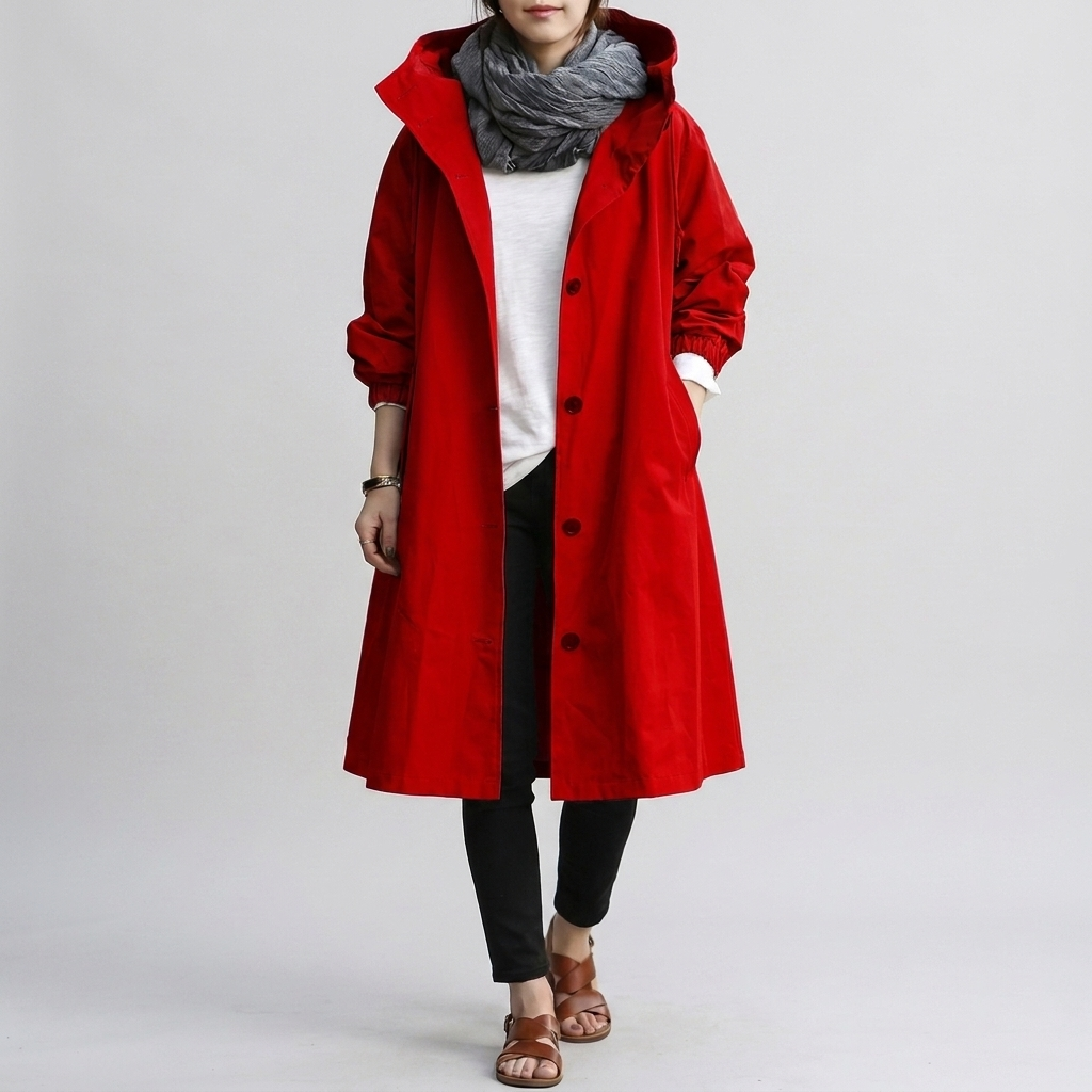 Impermeable para mujer, extragrande, con capucha ajustable y puños elásticos