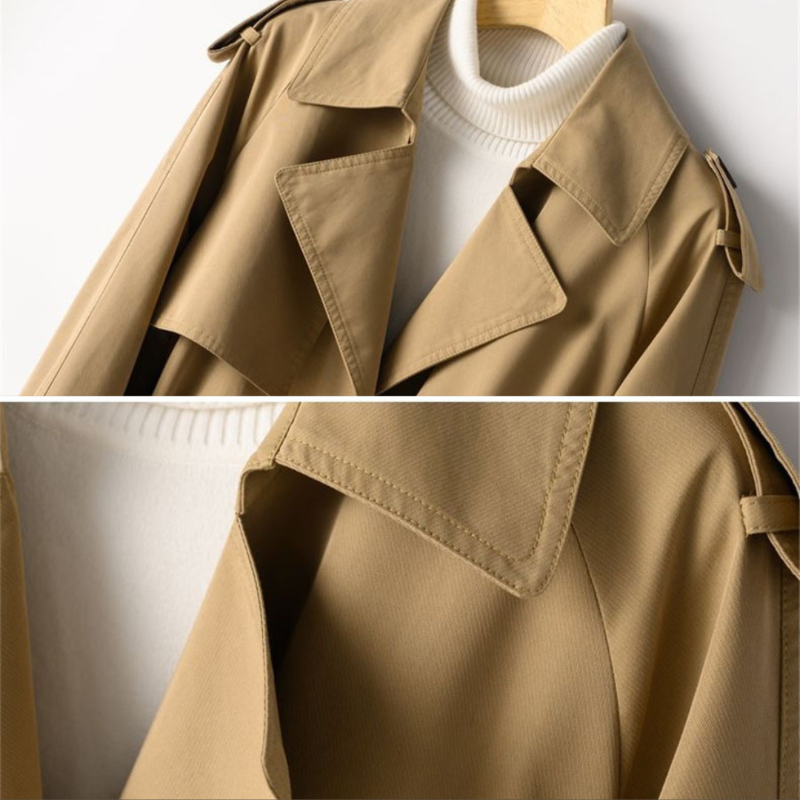 Trench vintage structuré pour femme, coupe toutes saisons