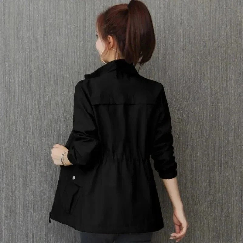 Women's Lightweight Trench Coat Adjustable Waist Pockets