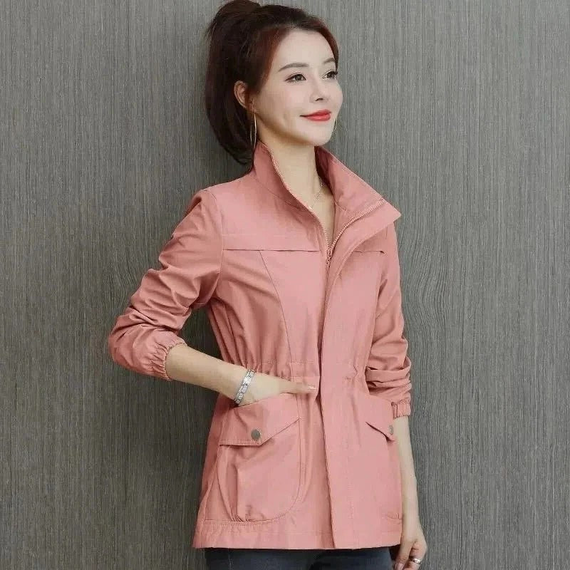 Women's Lightweight Trench Coat Adjustable Waist Pockets