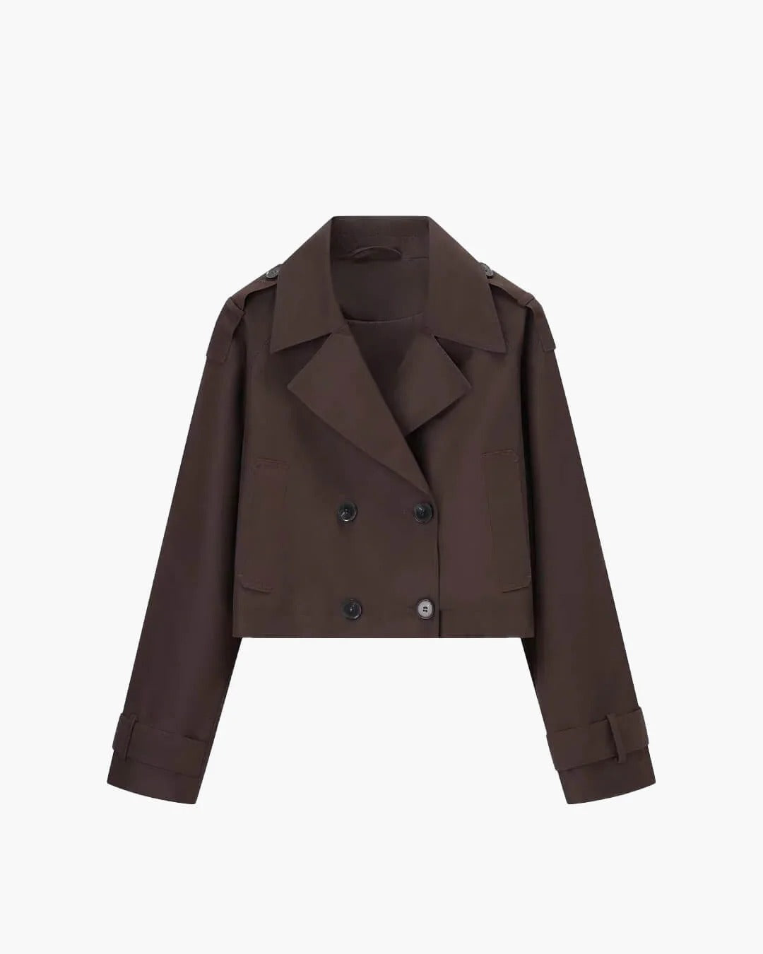 Women's Short Double-Breasted Trench Coat Defined Lapels