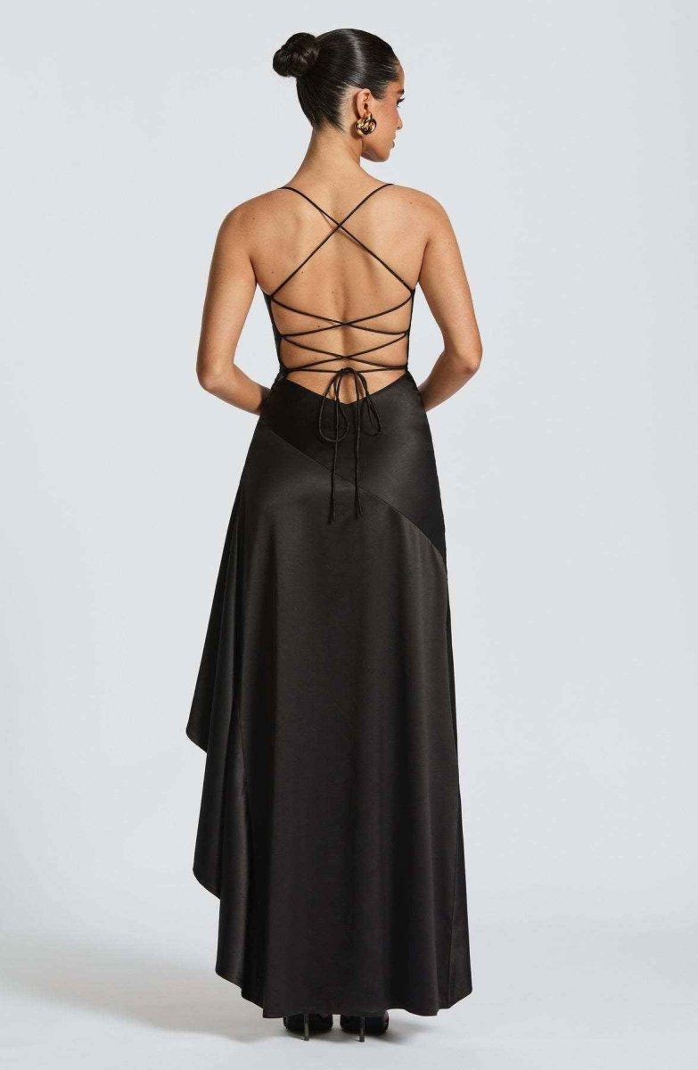 Women's Maxi Dress with Ruffle Hem Elegant Evening