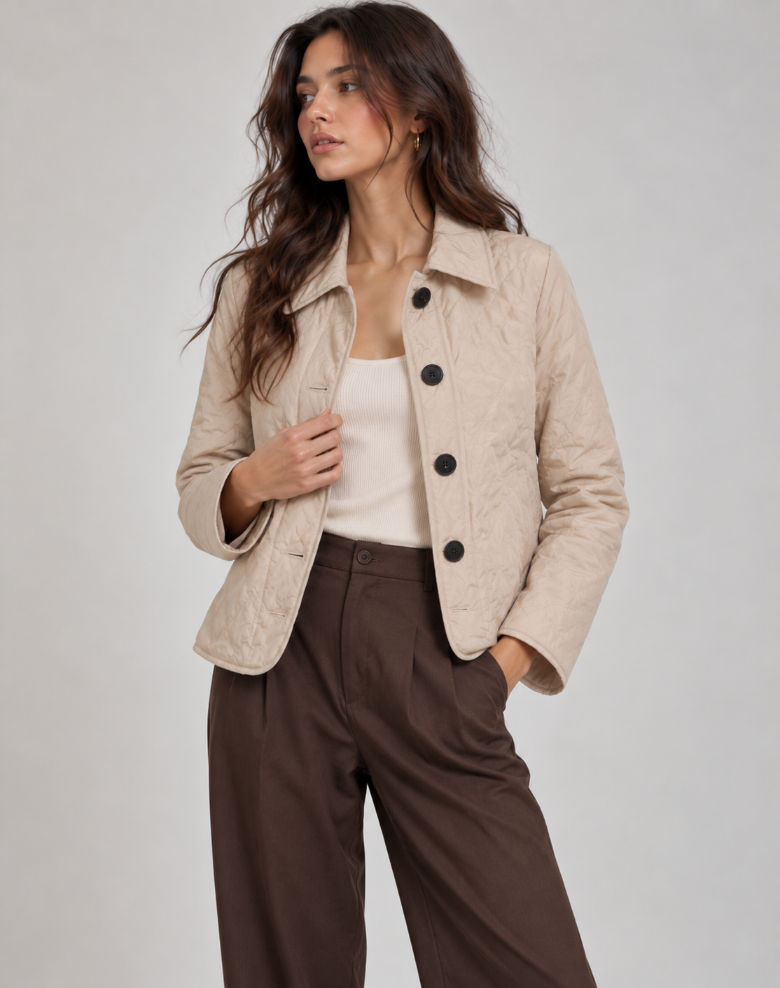 Veste matelassée de mi-saison pour femme à col