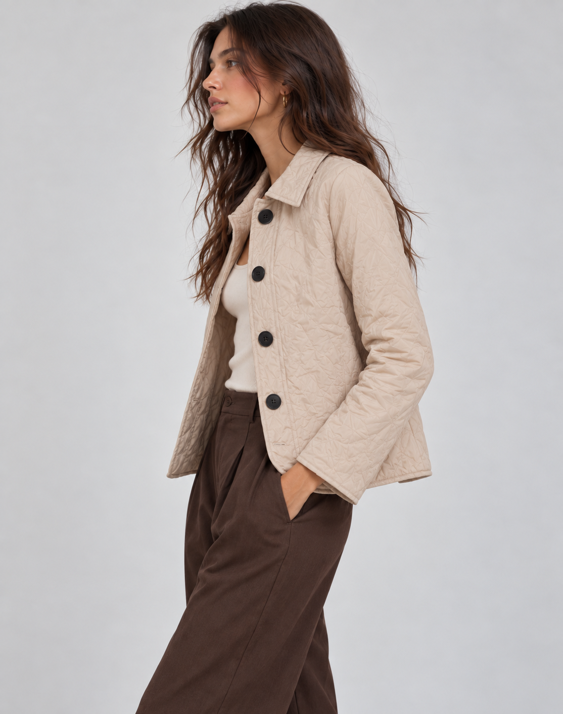 Veste matelassée de mi-saison pour femme à col