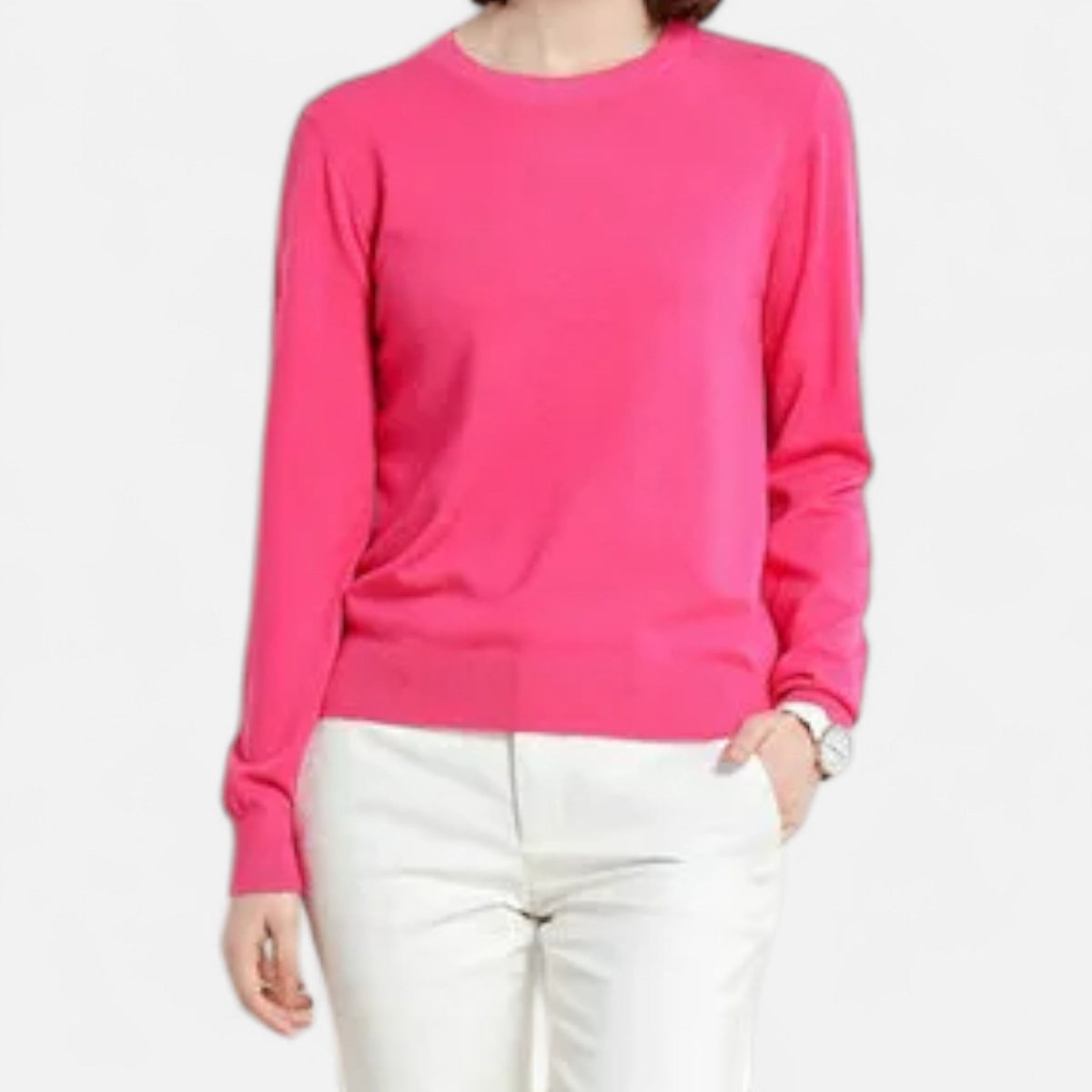 Women's Merino Wool Crew Neck Sweater Timeless Fit