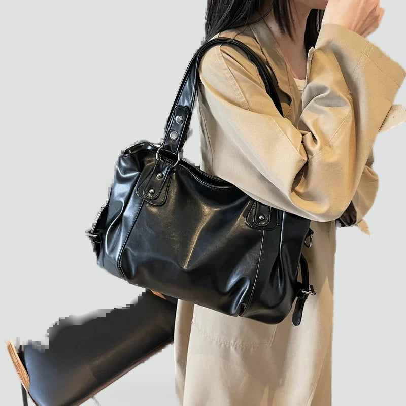 Borsa a spalla vintage retrò da donna in pelle vegana