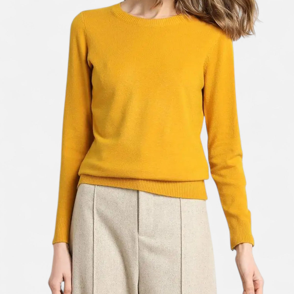 Women's Merino Wool Crew Neck Sweater Timeless Fit