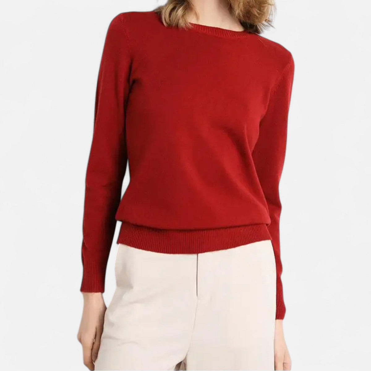 Women's Merino Wool Crew Neck Sweater Timeless Fit