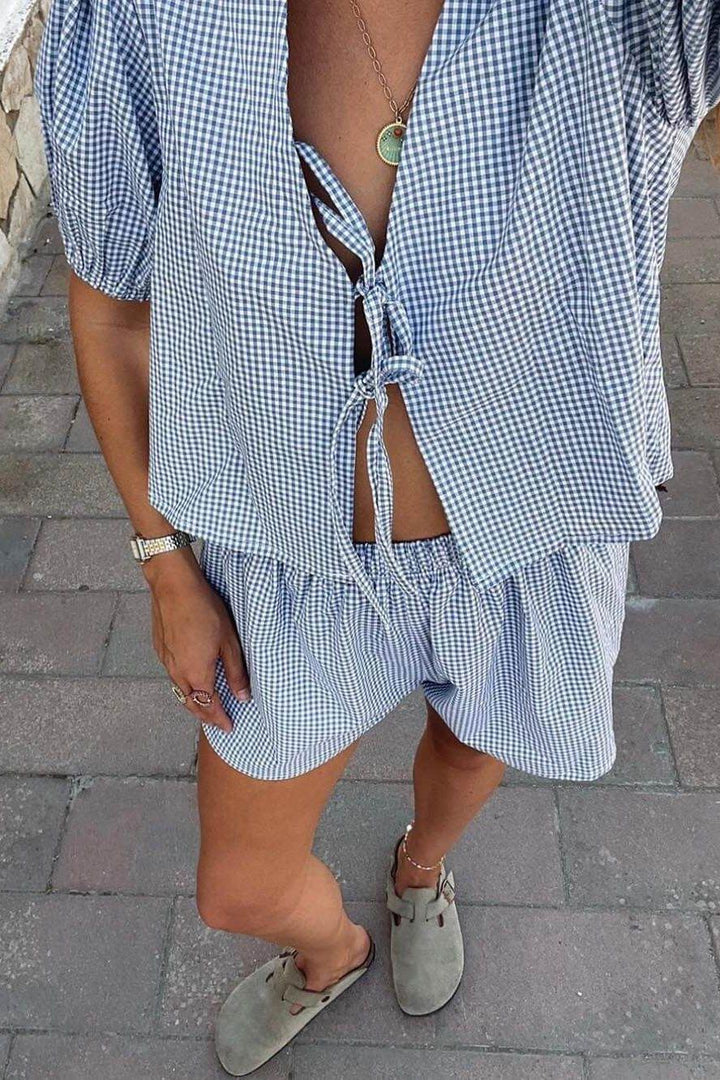 Clara Plaid Lace-Up Set