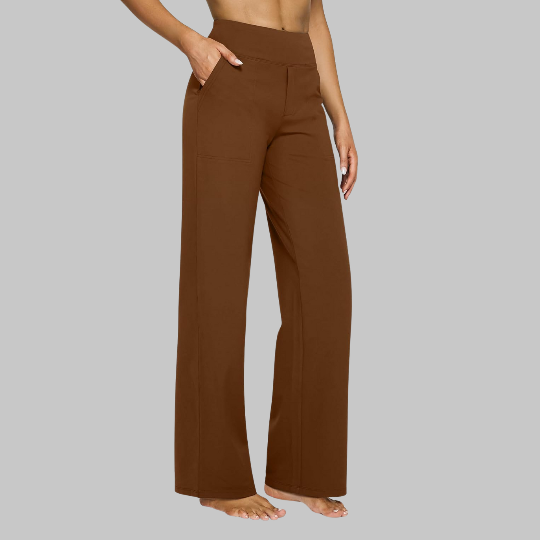 Women's Straight-Leg Trousers Soft Jersey Elastic Waist