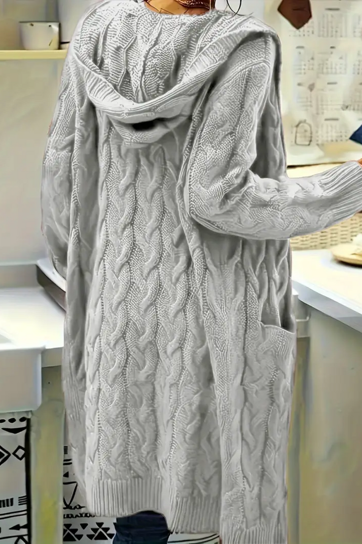 Cassia Women's Casual Long Hooded Knit Cardigan