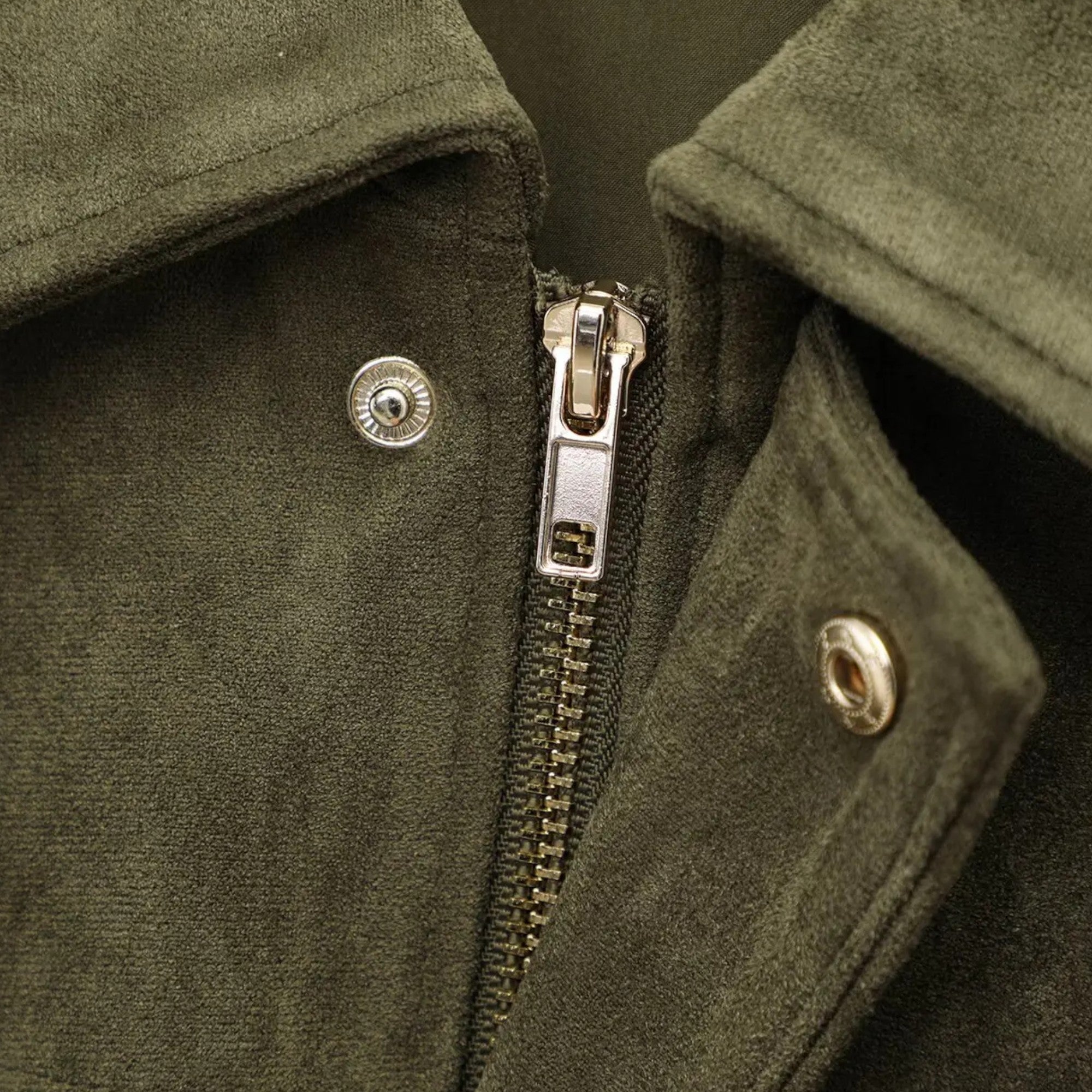 Women's Faux Suede Bomber Jacket Zip-Up Lapel Collar