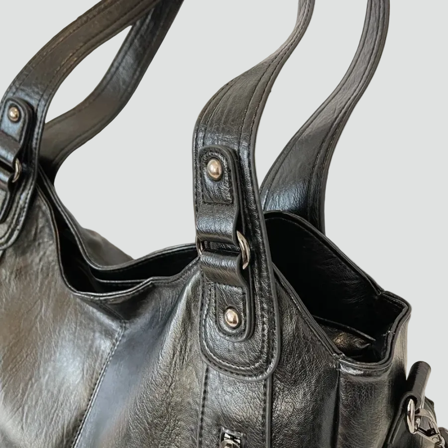 Ampia borsa tote da donna a spalla in pelle sintetica