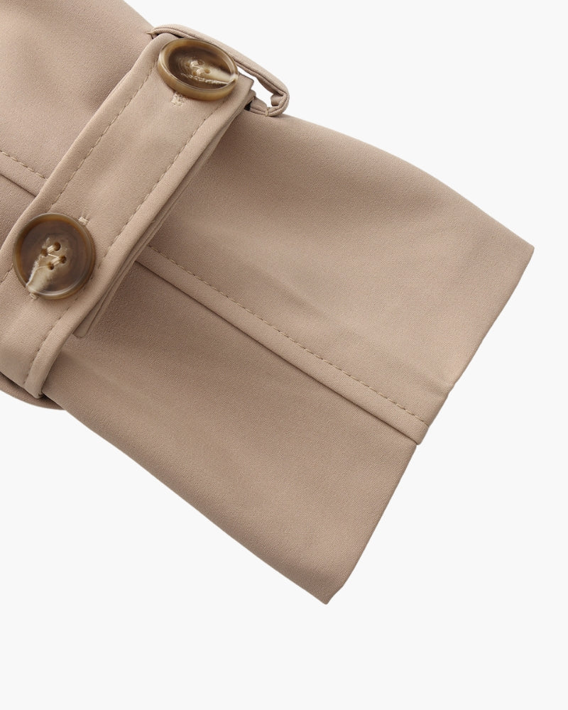 Women's Trench Coat Wide Lapels Removable Belt Epaulettes