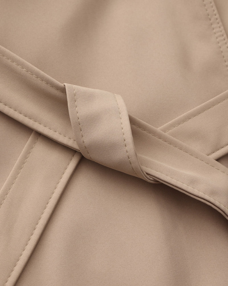 Women's Trench Coat Wide Lapels Removable Belt Epaulettes