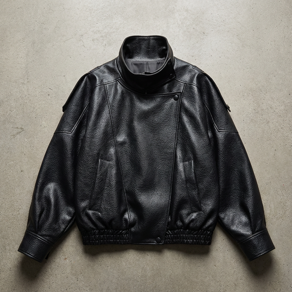 Women's Faux Leather Jacket Motorcycle Cut Long Sleeve