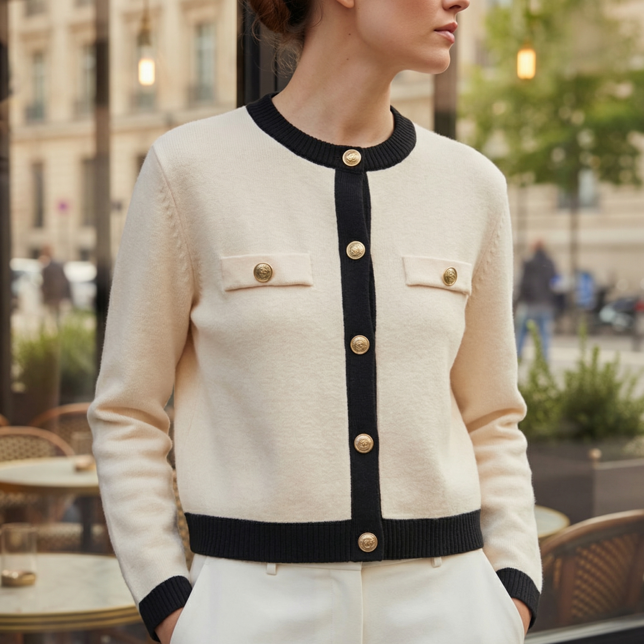 Women's Knit Sweater Buttoned Front Long Sleeve