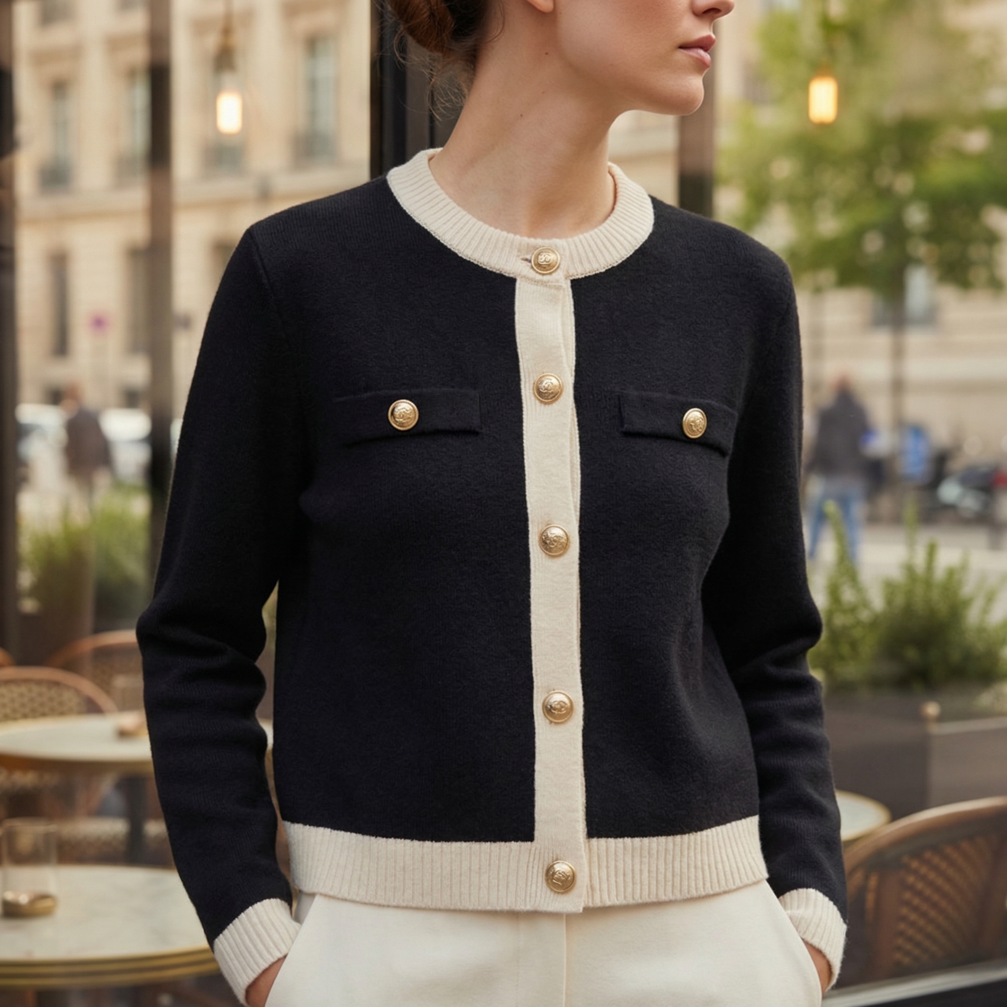 Women's Knit Sweater Buttoned Front Long Sleeve