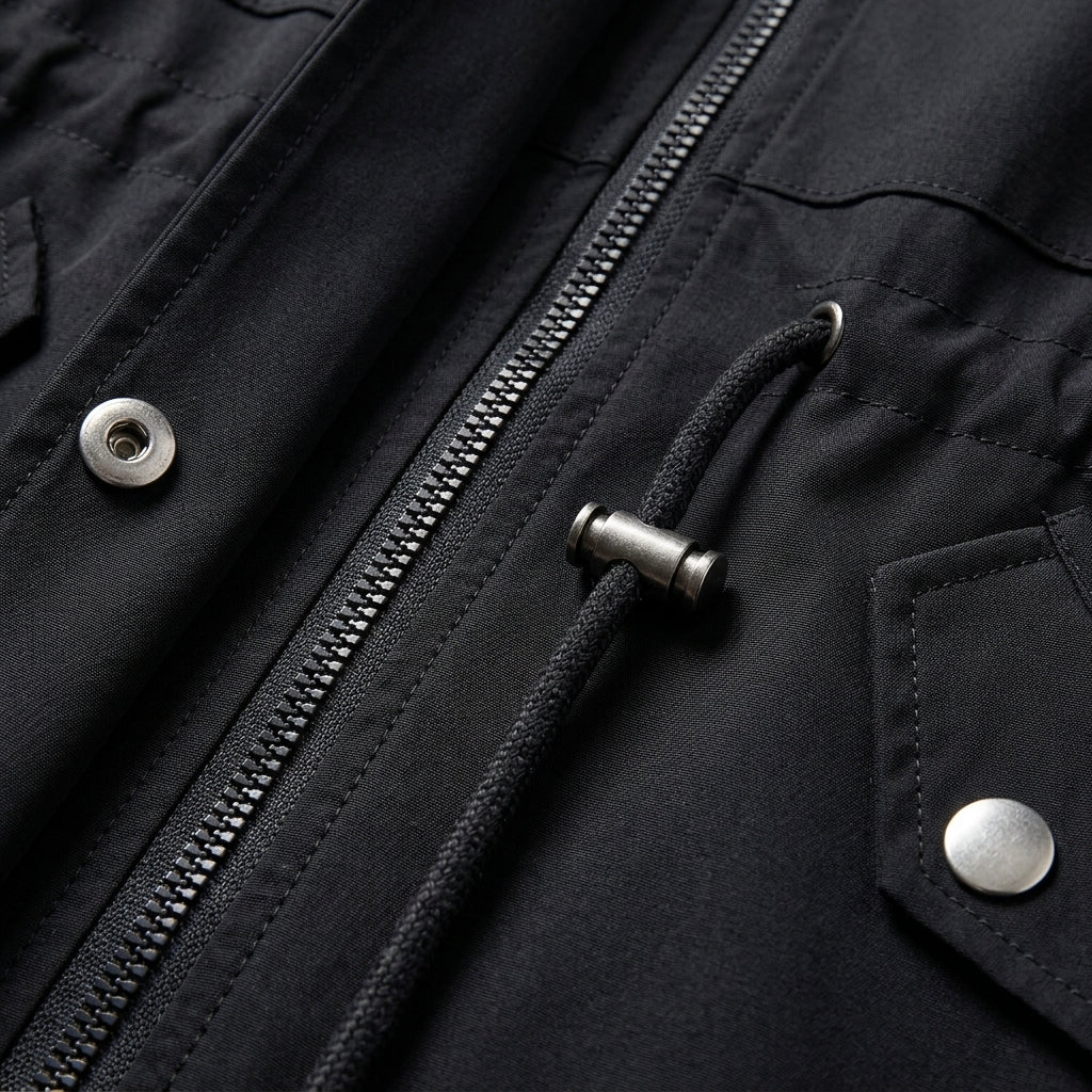 Women's Cotton Jacket Zip-Up Drawstring Waist