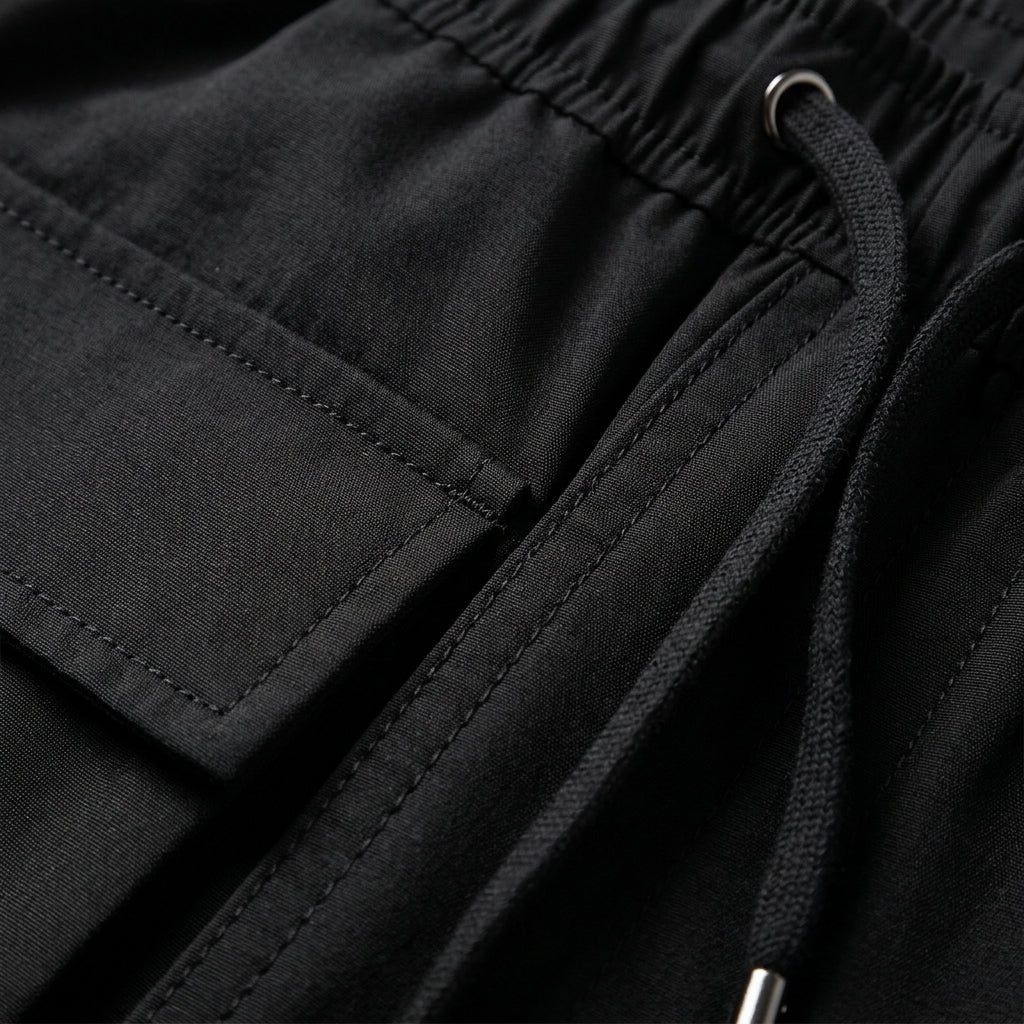 Women's Cotton Cargo Pants Wide-Leg Drawstring Waist