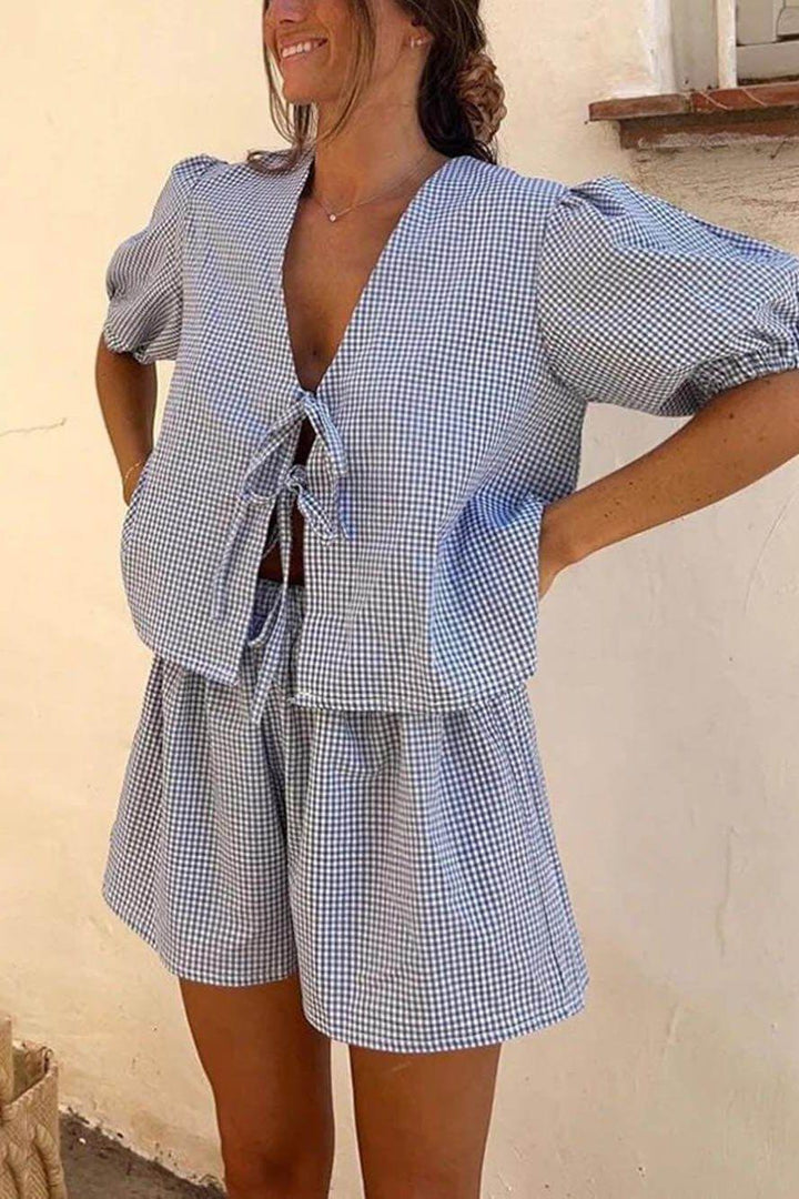 Clara Plaid Lace-Up Set