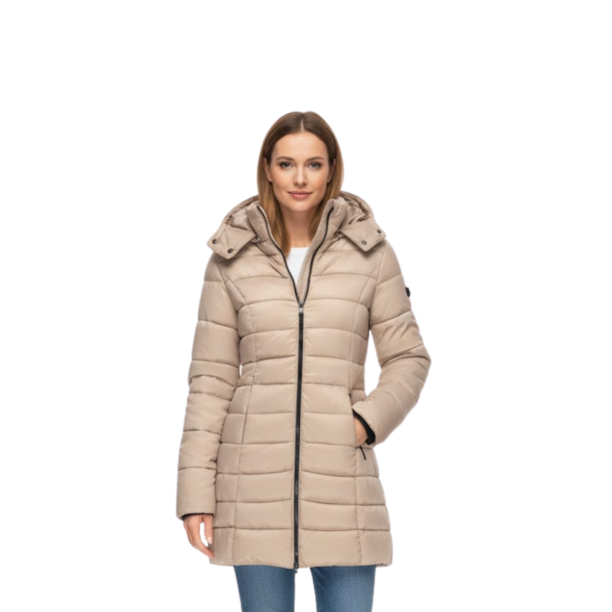 Women's Mid-Length Quilted Parka Hooded Slim Winter Style