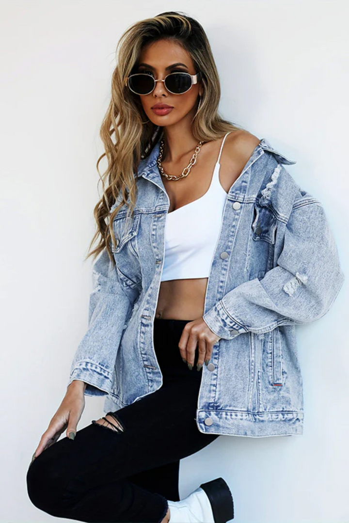 Ripped Oversized Denim Jacket